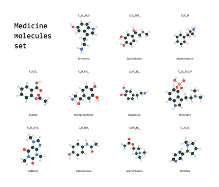 Medicine molecules set isolated on white in vectorのイラスト素材