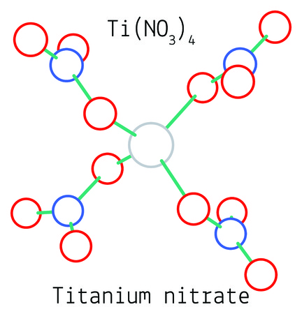 Titanium nitrate TiN4O12 molecule isolated on whiteのイラスト素材