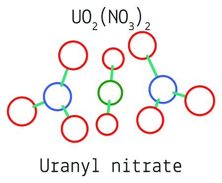 Uranyl nitrate UO2N2O6 molecule isolated on whiteのイラスト素材