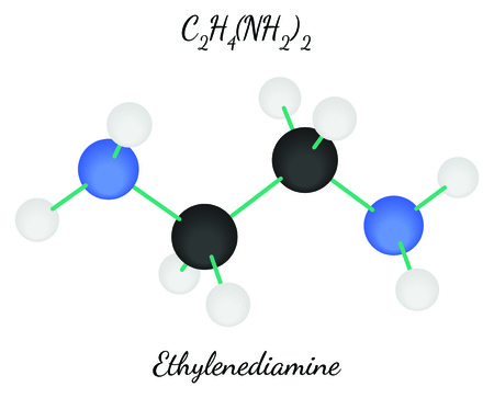 Ethylenediamine C2H8N2 molecule isolated on white in vectorのイラスト素材