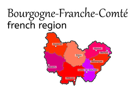 Bourgogne-Franche-Comte french region map on white in vectorのイラスト素材