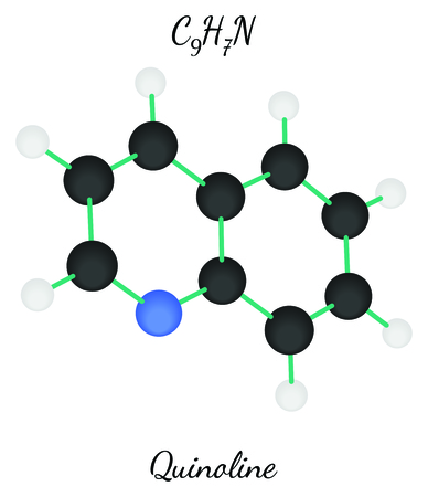 Quinoline C9H7N molecule isolated on white in vectorのイラスト素材