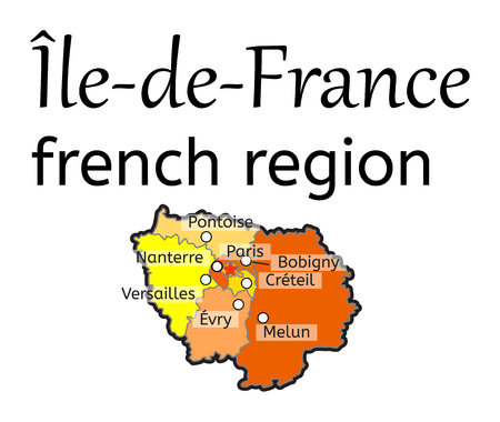 Ile-de-France french region map on white in vectorのイラスト素材