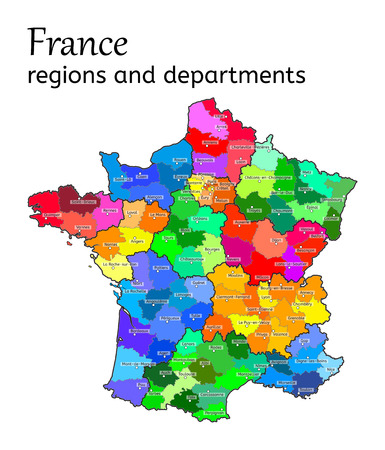 Administrative map of France with regions and departments on whiteのイラスト素材