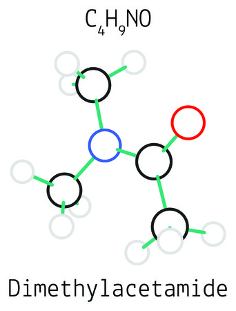 Dimethylacetamide C4H9NO moleculeのイラスト素材