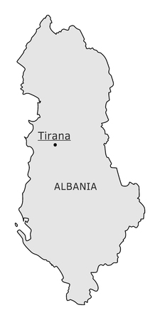 Albania silhouette map with Tirana capitalのイラスト素材