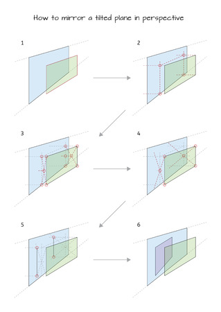 How to mirror a tilted plane in perspectiveのイラスト素材