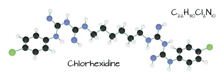 molecule C22H30Cl2N10 Chlorhexidineのイラスト素材