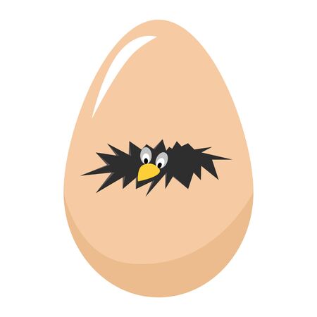Vector illustration of Little chicken in egg broken damaged shellのイラスト素材