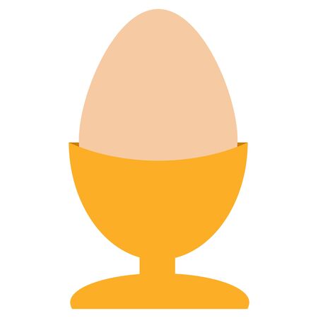 Brown egg in a holder, cup. Menu restaurant. Natural ecological product. Healthy food. Dietary meal. Easter symbol. Vector illustrationのイラスト素材