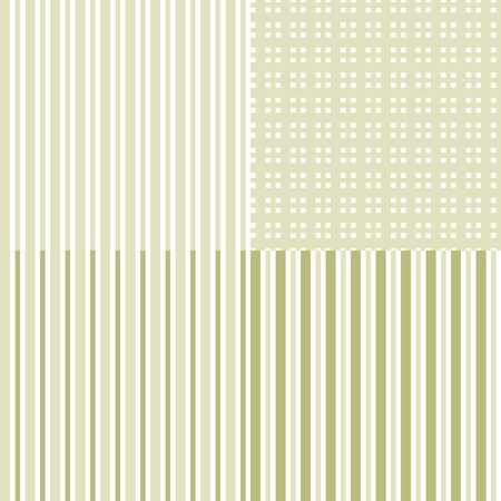 Set of striped backgrounds, abstract green olive textured pinstriped pattern. Seamless vector collection.のイラスト素材