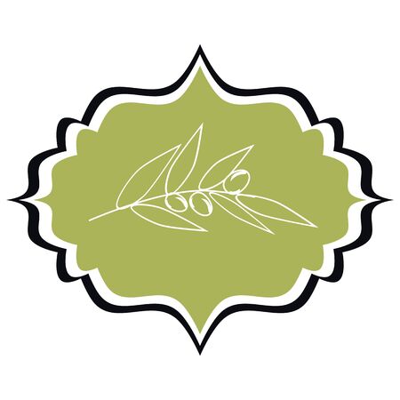 Label olive oil, tree branch. Vector painting icon designのイラスト素材