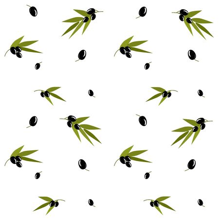 Black olive vector floral seamless pattern on the white backgroundのイラスト素材
