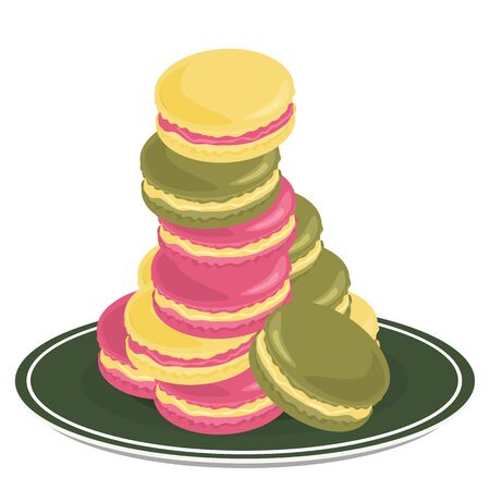 Colorful french macaron cookies with different flavorsのイラスト素材
