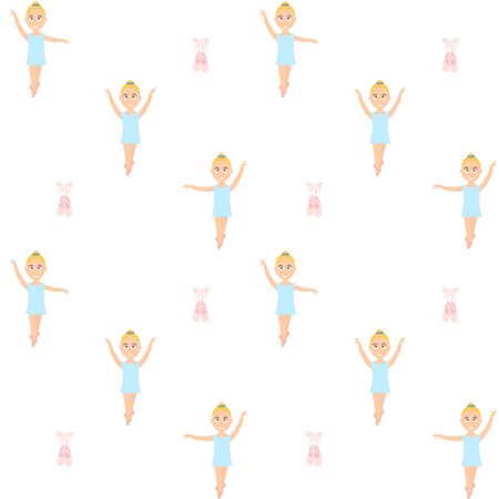 Small ballerina. Seamless ballet themed repeat vector pattern background.のイラスト素材
