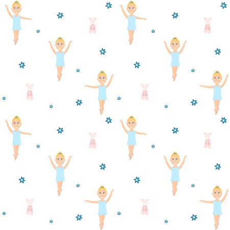 Small ballerina. Seamless ballet themed repeat vector pattern background.のイラスト素材