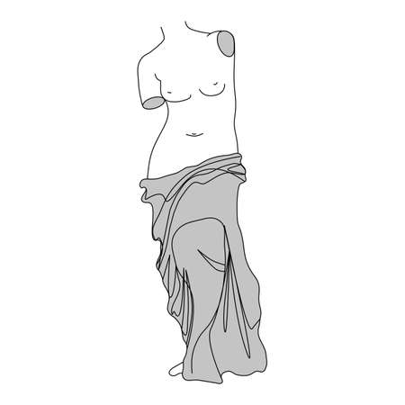 vector venus sculpture, silhouette ancient body, woman symbolのイラスト素材
