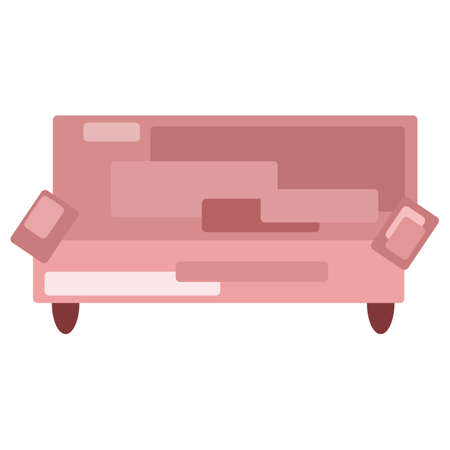 Vector sofa, pink couch for living room , handdrawnのイラスト素材