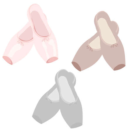 Ballet pointes shoes, colorful. Ballerina fashion. Vector illustration, isolatedのイラスト素材