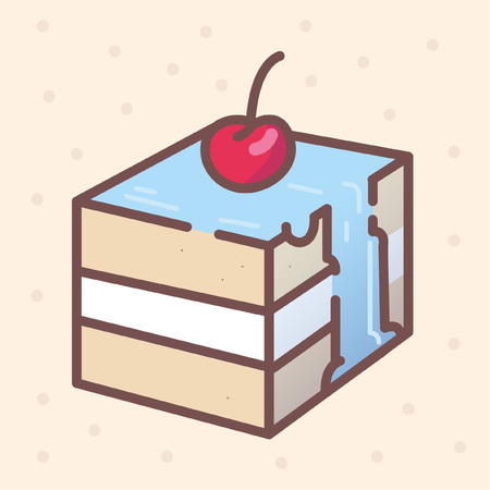 cake with cherry Vector illustration isolated on color dotted background.のイラスト素材