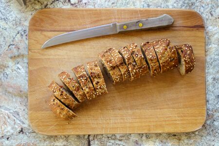 bread cut in the board