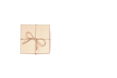 flat lay craft box isolated on whiteの写真素材