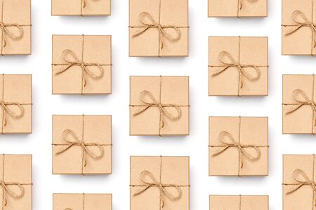 flat lay craft box isolated on white patternの写真素材