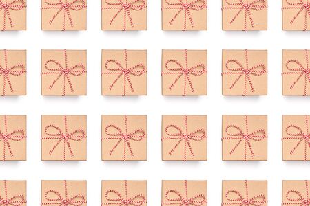 flat lay craft box isolated on white patternの写真素材