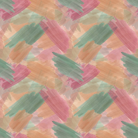 Abstract texture seamless pattern in autumn colors. Watercolor hand painted yellow, green, red brush strokes overlapping each other. Illustration for card, greeting backgrounds.の写真素材