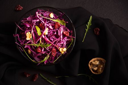 Red cabbage salad with other ingredientsの写真素材