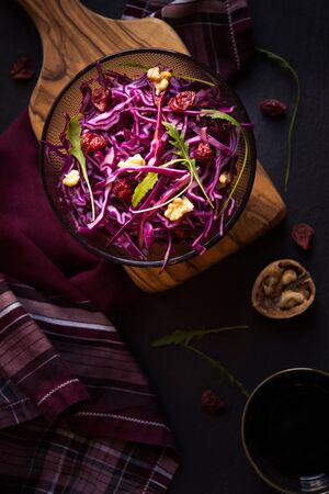 Red cabbage salad with other ingredientsの写真素材