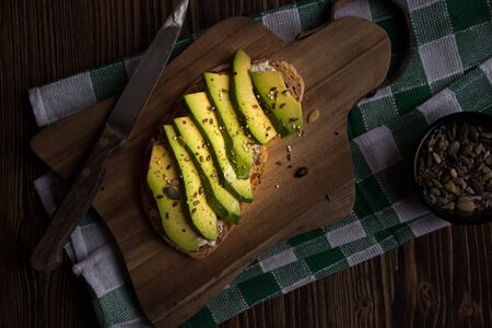 Vegetable sandwiches with radish, avocado and tomato, healthy vegetarian snack