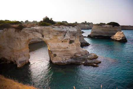 Beautiful rocky sea coast in Italy with clear water
