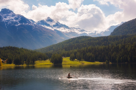 Saint Moritz lake in Switzerland in summer