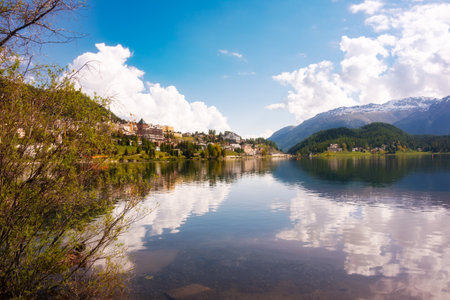 Saint Moritz lake in Switzerland in summer