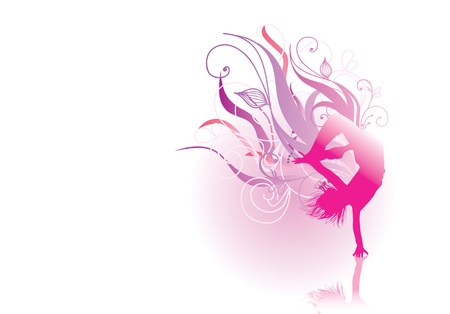 pink silhouette dancerのイラスト素材