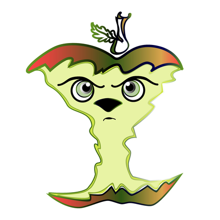 Stump of green red Apple eaten by manのイラスト素材