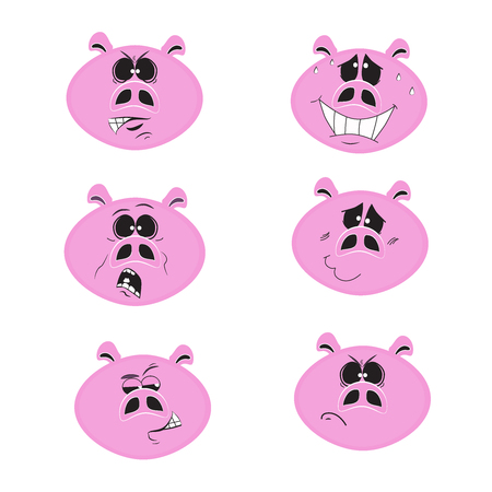 Set of pink pigs - 2019 Chinece New Yearのイラスト素材