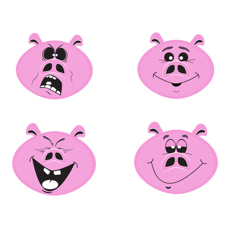 Set of four funny pigs - 2019 Chinece New Yearのイラスト素材