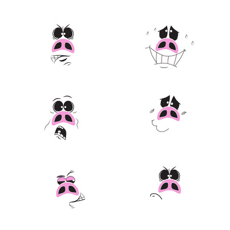Pig set. Funny pink pigs - 2019 Chinese New Year symbols.のイラスト素材