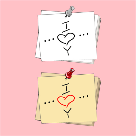 Vector Note Paper with pin, heartのイラスト素材