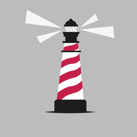 lighthouse illustration. red, white, black, gray lines. vector designのイラスト素材