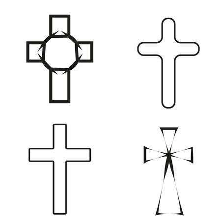 Vector illustration of 4 different heraldic crosses isolated on white backgroundのイラスト素材