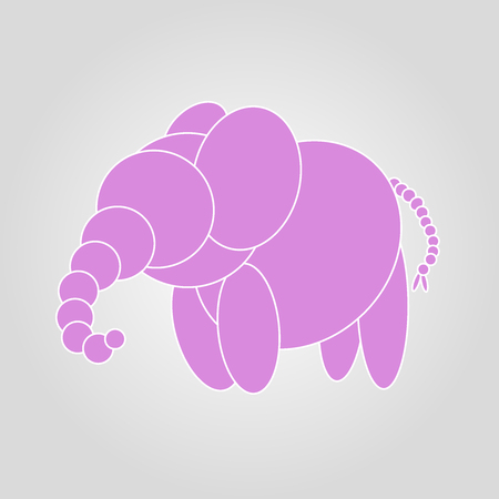 cute pink elephant on gray background illustrationのイラスト素材