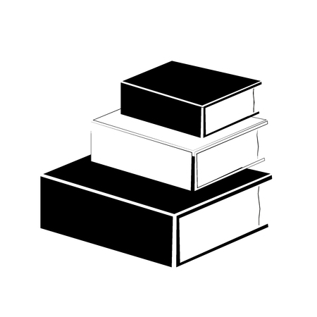 school, school supplies - black and white silhouettesのイラスト素材