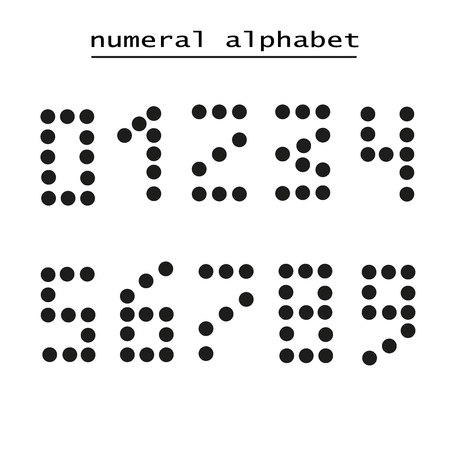 Flat vector font black circles numbersのイラスト素材