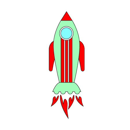 Flat spacecraft icon-spaceship illustration-spacecraft symbol-science signのイラスト素材