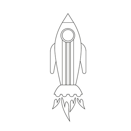 Flat spacecraft icon from black lines -spaceship illustration-spacecraft symbol-science signのイラスト素材