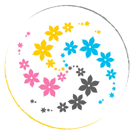 LOGO - Cute vintage floral holiday cards set. 8 shape with flowers. Beautiful greeting card for greeting, invitationのイラスト素材