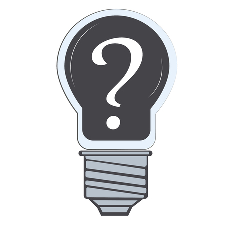 question mark (interrogation mark, interrogation mark, interrogation mark, interrogation mark) in lamp, flat vector illustratorのイラスト素材